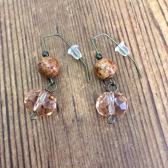 *Ladies Champaign Yellow Dangle Earrings, Handmade Ladies Earrings - Picture 1 of 4